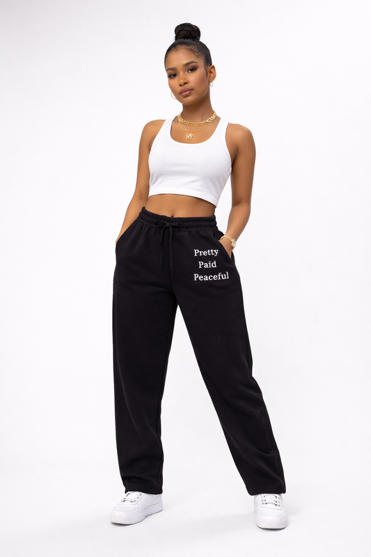 High-Waist Straight-Leg Sweatpants  | "Pretty, Paid, Peaceful"