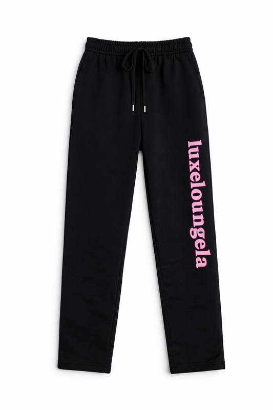 Black Luxe Straight-Leg Sweatpants